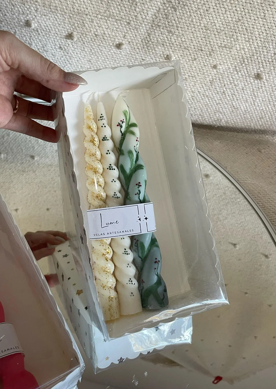 Set 3 Velas Verde de 20 cm